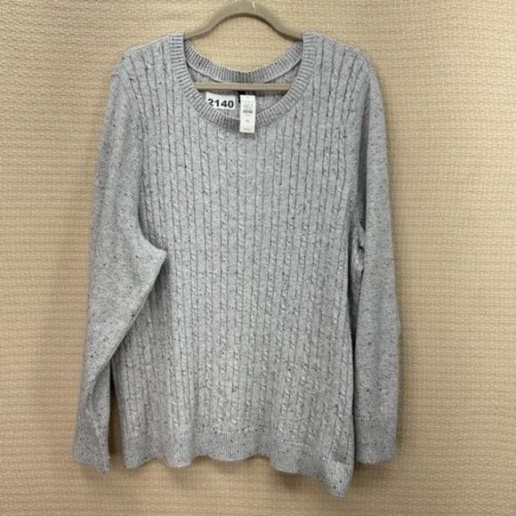 NWT Talbots Gray Cable Knit Long Sleeve CrewNeck Sweater Women Plus Size 3X - Picture 1 of 11